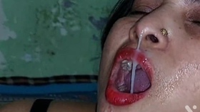 A South Asian wife performs oral sex and gets a facial from her partner