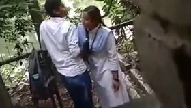 Indian college sweetheart gets intimate outdoors with a hidden observer