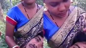 Passionate Indian couple shares romantic moments in the park