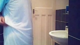 Hidden cam in bath room finally caught my cute mom nude !!