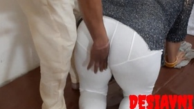 Indian housekeeper Avni expresses pleasure as her employer thrusts into her large buttocks