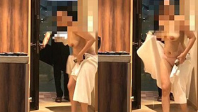 Indian wife reveals breasts to hotel room service attendant by dropping towel