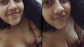 British beauty Sayeeda Shah flaunts her firm breasts in a self-shot video