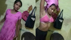 Indian beauty swaps outfits in seductive display