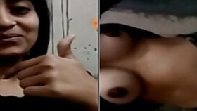 Joyful Indian teen flashes tits while recording selfie sex clip