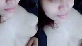 Shy Desi teen flashes XXX breasts during video chat with boyfriend