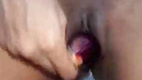 Indian college girl plays XXX games on camera shoving an eggplant in her sex hole