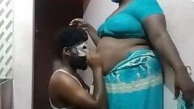 Tamil Wife Sex in the Kitchen at Night Standing Sex